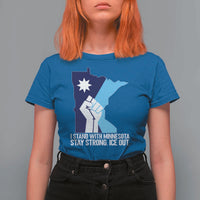 I Stand With Minnesota T Shirt For Women Minnesota Flag Anti ICE Immigration Protest Resist