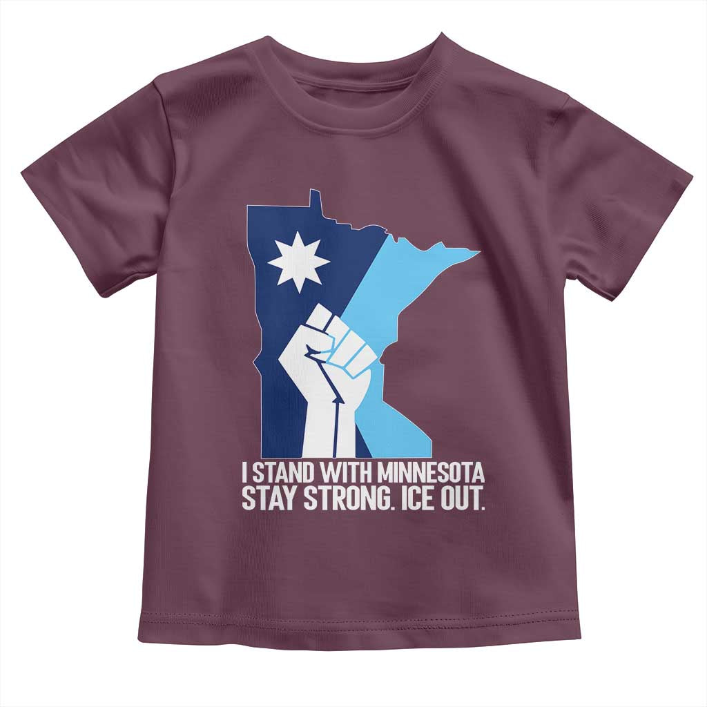 I Stand With Minnesota Toddler T Shirt Minnesota Flag Anti ICE Immigration Protest Resist
