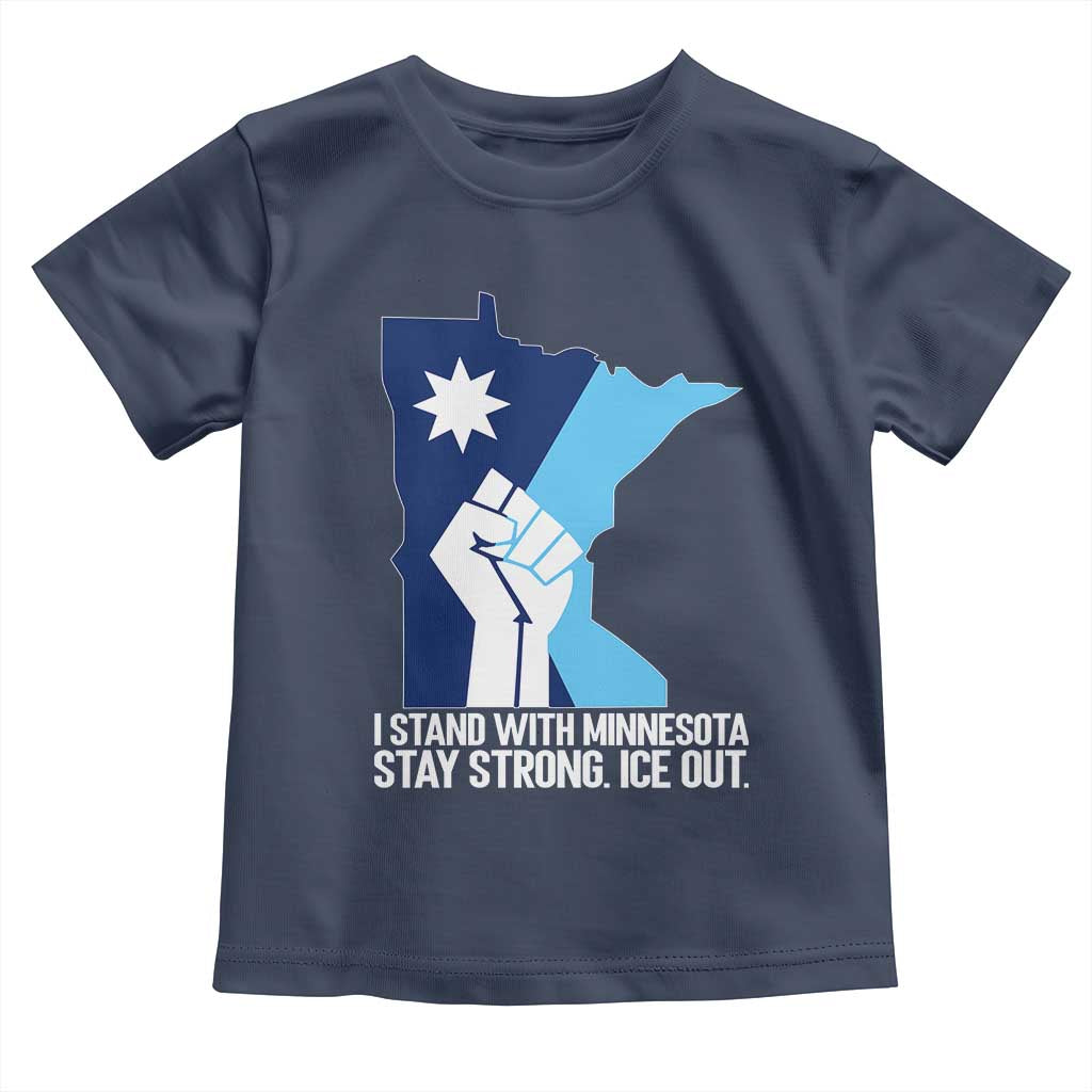 I Stand With Minnesota Toddler T Shirt Minnesota Flag Anti ICE Immigration Protest Resist