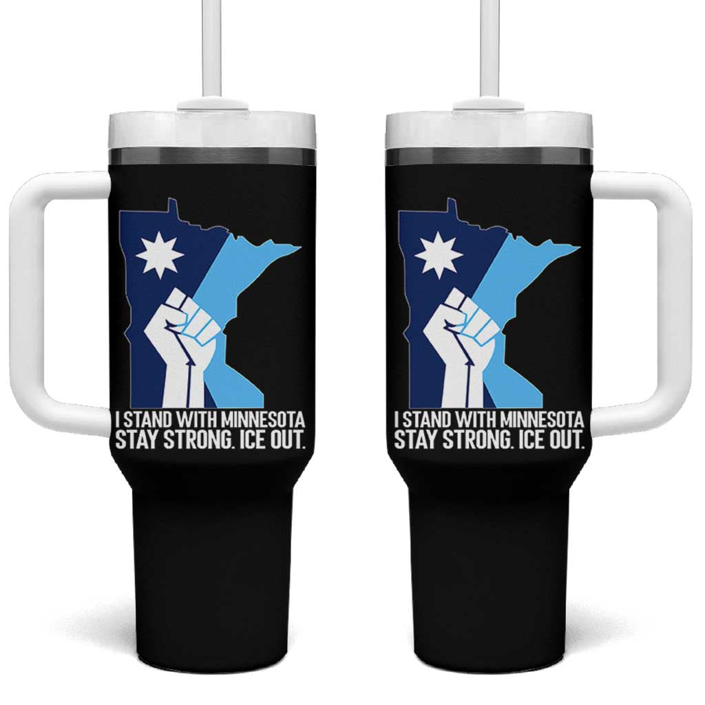 I Stand With Minnesota Tumbler With Handle Minnesota Flag Anti ICE Immigration Protest Resist