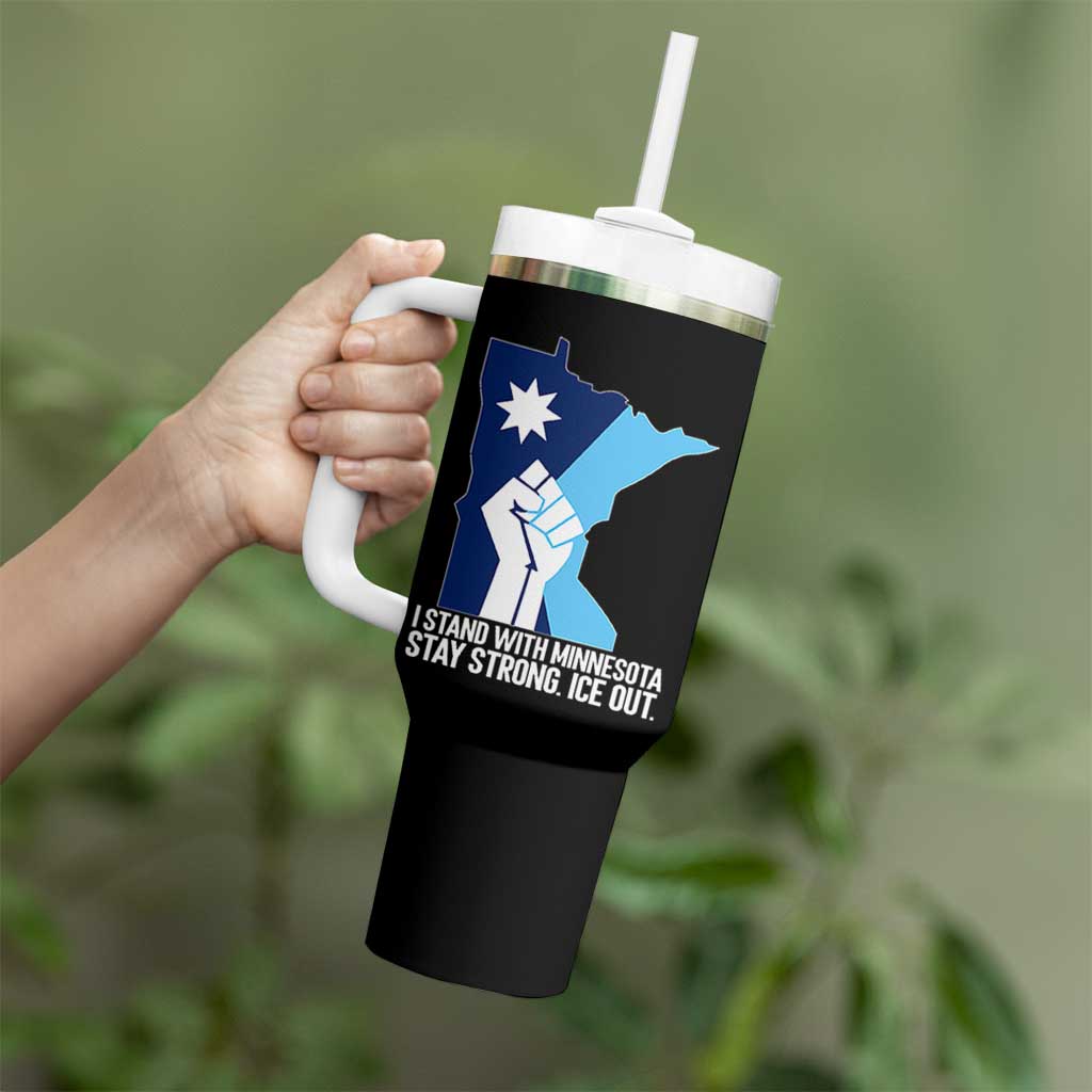 I Stand With Minnesota Tumbler With Handle Minnesota Flag Anti ICE Immigration Protest Resist