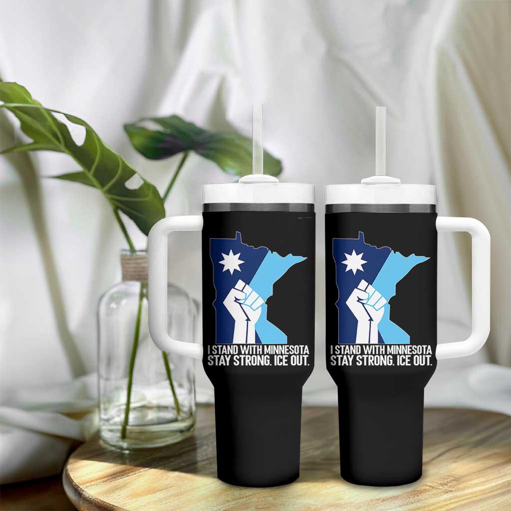 I Stand With Minnesota Tumbler With Handle Minnesota Flag Anti ICE Immigration Protest Resist