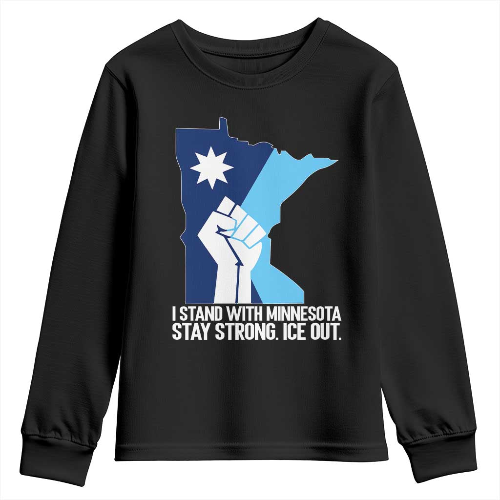 I Stand With Minnesota Youth Sweatshirt Minnesota Flag Anti ICE Immigration Protest Resist