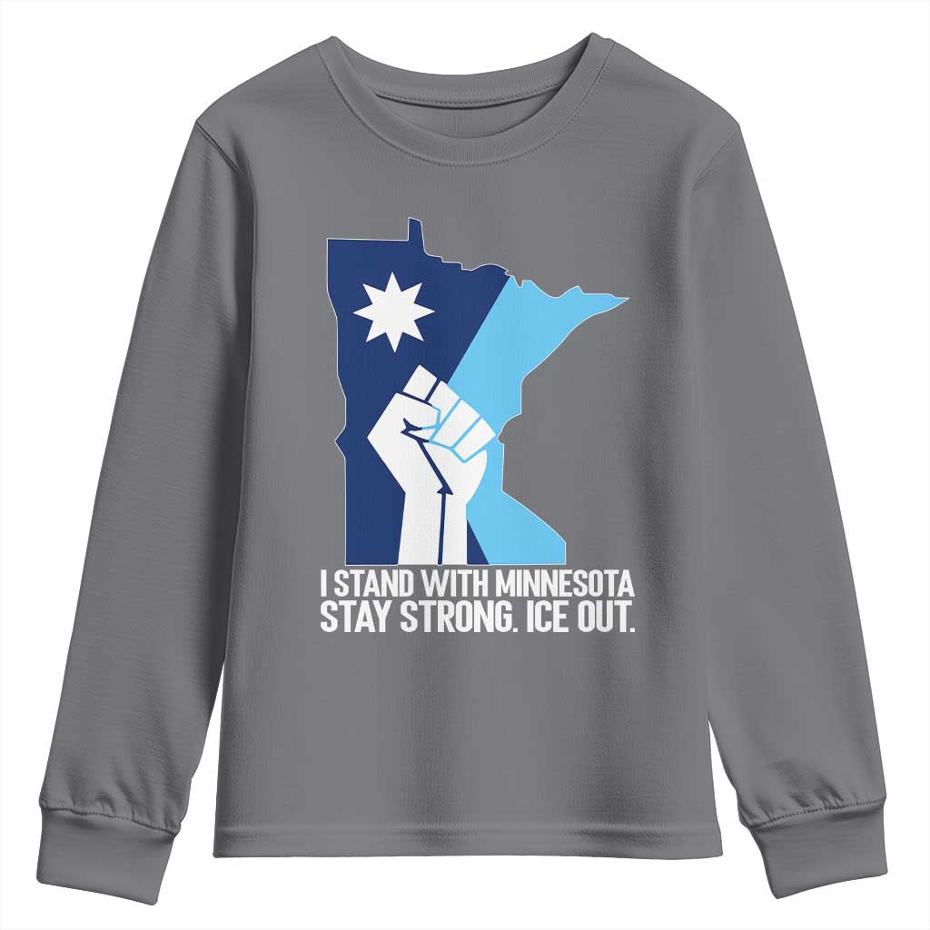 I Stand With Minnesota Youth Sweatshirt Minnesota Flag Anti ICE Immigration Protest Resist