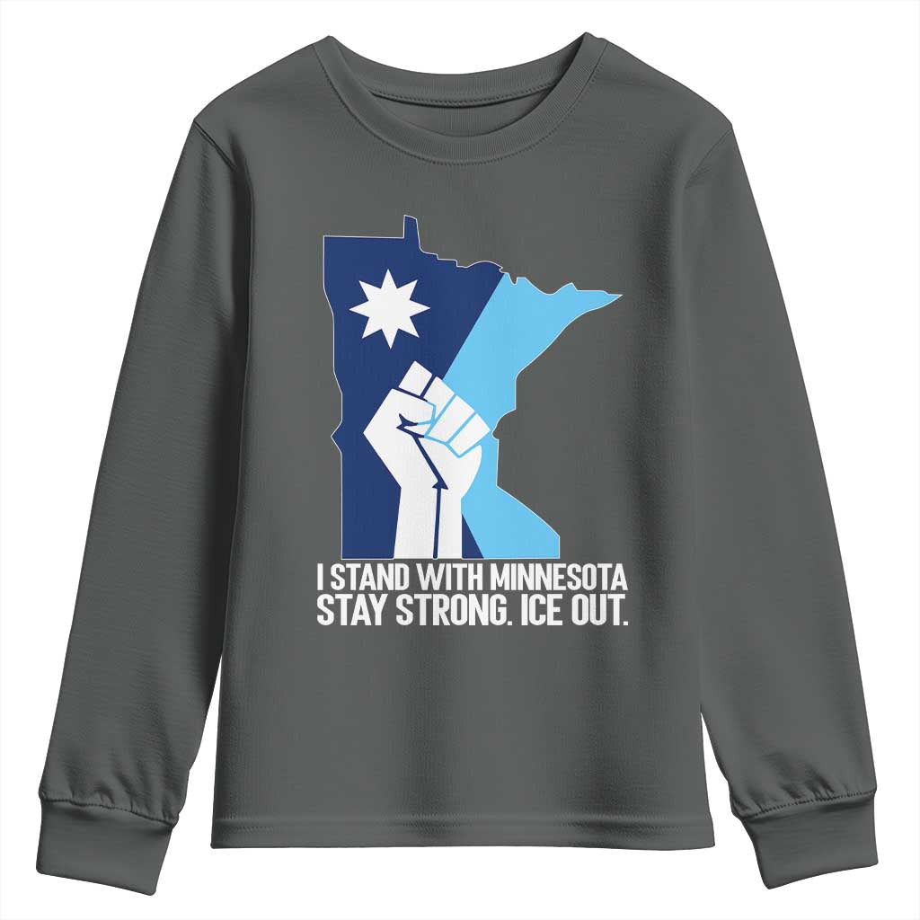 I Stand With Minnesota Youth Sweatshirt Minnesota Flag Anti ICE Immigration Protest Resist