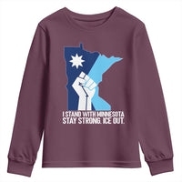 I Stand With Minnesota Youth Sweatshirt Minnesota Flag Anti ICE Immigration Protest Resist