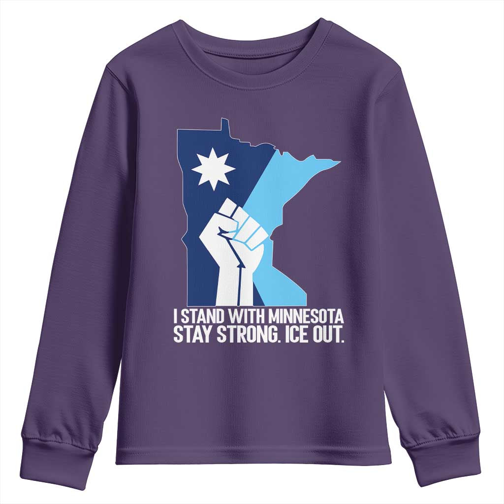 I Stand With Minnesota Youth Sweatshirt Minnesota Flag Anti ICE Immigration Protest Resist
