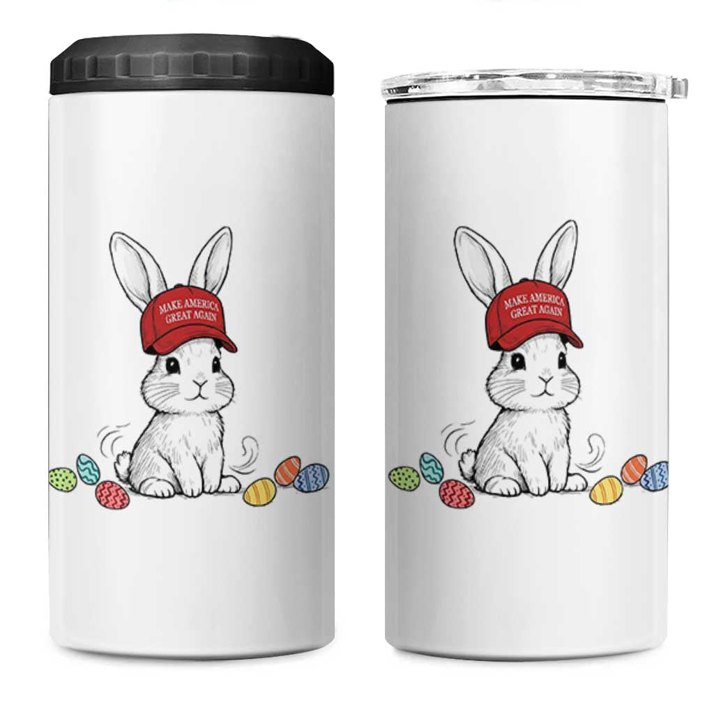 Funny Easter Bunny Wearing Hat American 4 in 1 Can Cooler Tumbler