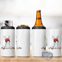 Funny Easter Bunny Wearing Hat American 4 in 1 Can Cooler Tumbler