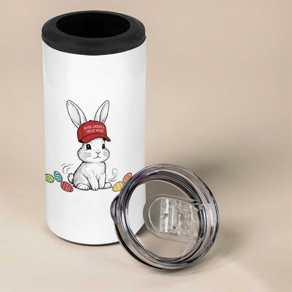 Funny Easter Bunny Wearing Hat American 4 in 1 Can Cooler Tumbler
