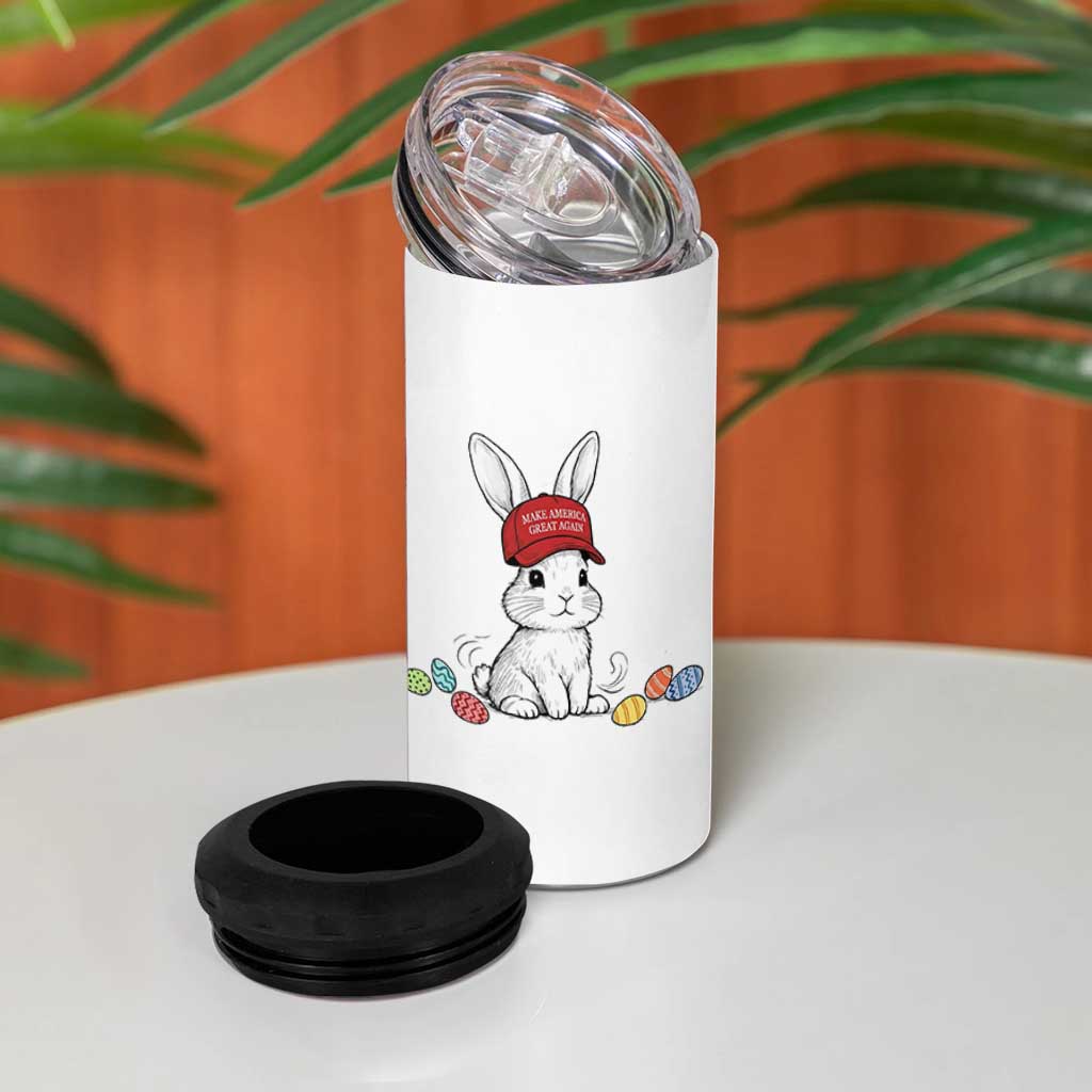 Funny Easter Bunny Wearing Hat American 4 in 1 Can Cooler Tumbler