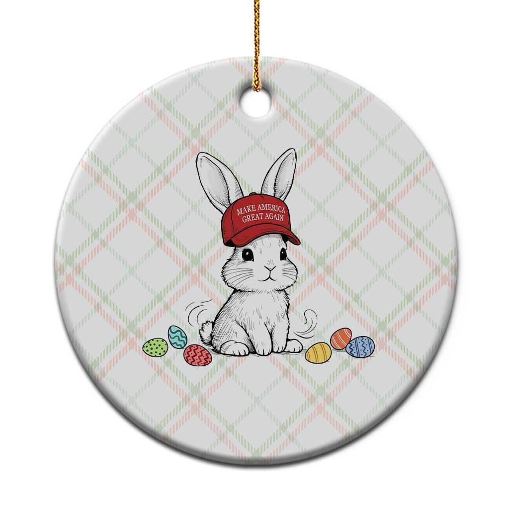 Funny Easter Bunny Wearing Hat American Ceramic Ornament