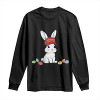 Funny Easter Bunny Wearing Hat American Long Sleeve Shirt
