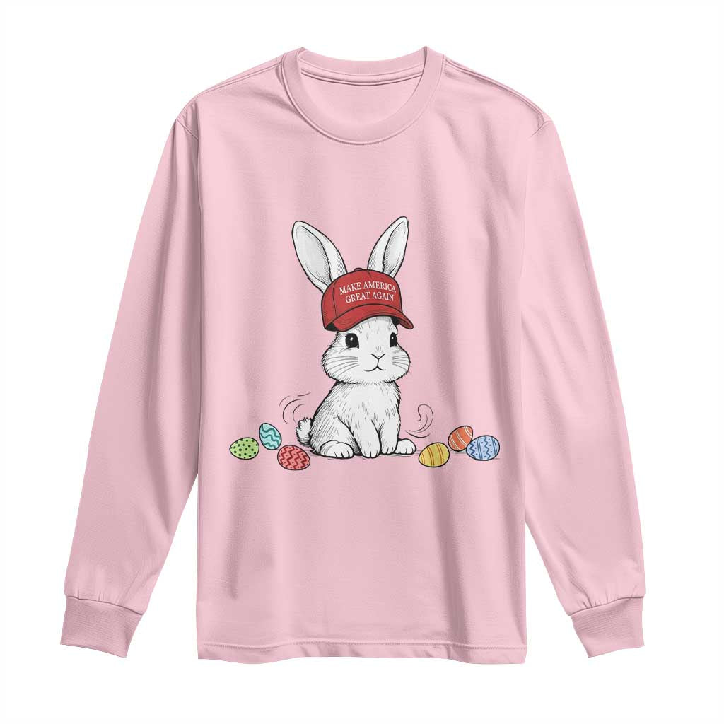 Funny Easter Bunny Wearing Hat American Long Sleeve Shirt