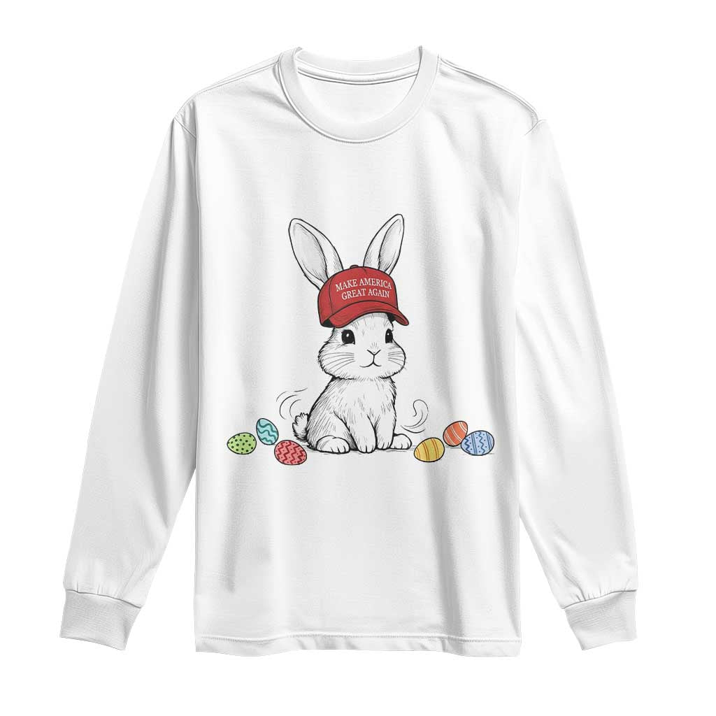 Funny Easter Bunny Wearing Hat American Long Sleeve Shirt