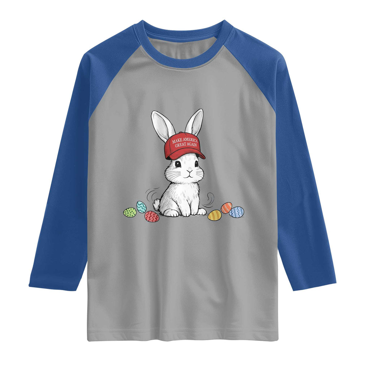 Funny Easter Bunny Wearing Hat American Raglan Shirt
