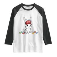 Funny Easter Bunny Wearing Hat American Raglan Shirt