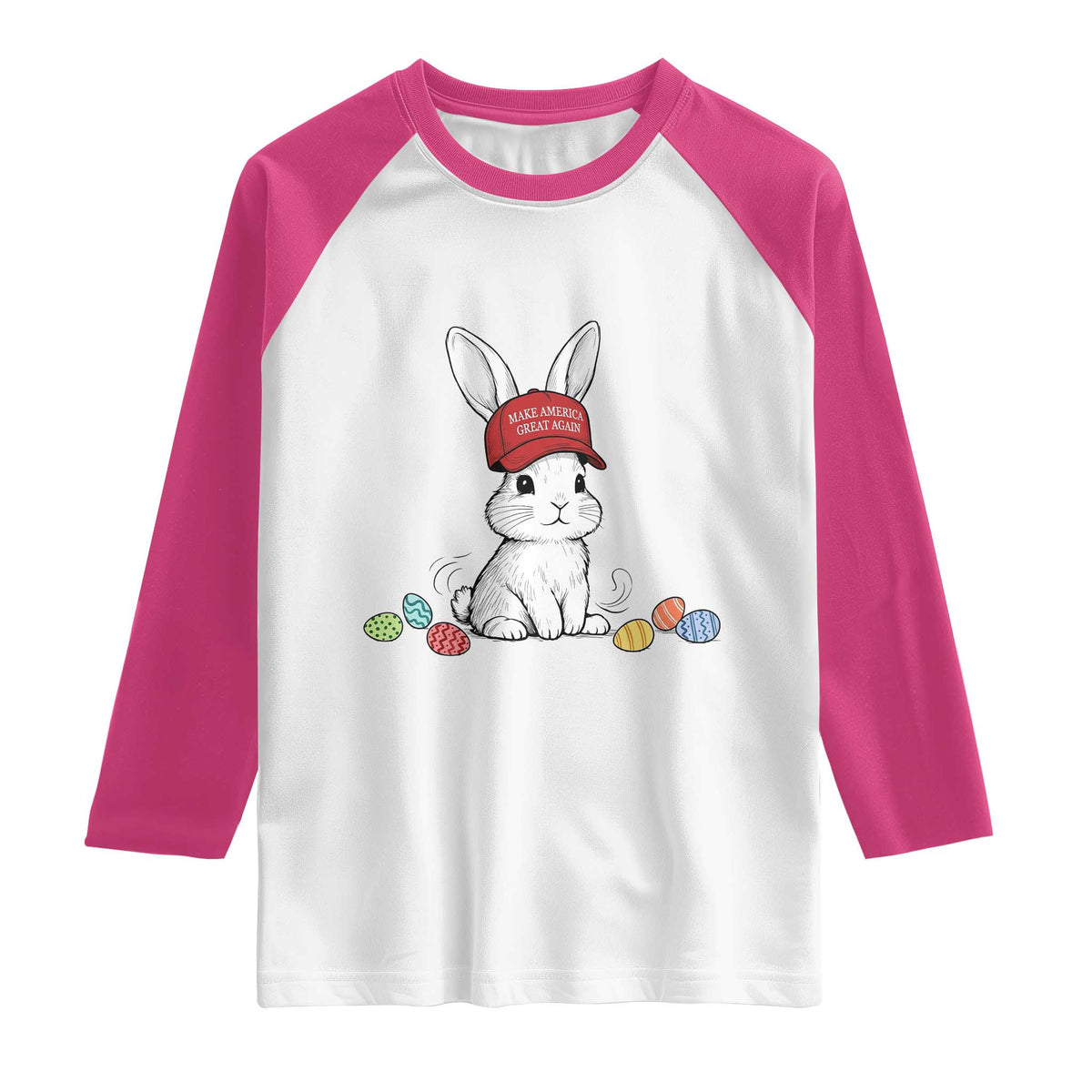 Funny Easter Bunny Wearing Hat American Raglan Shirt