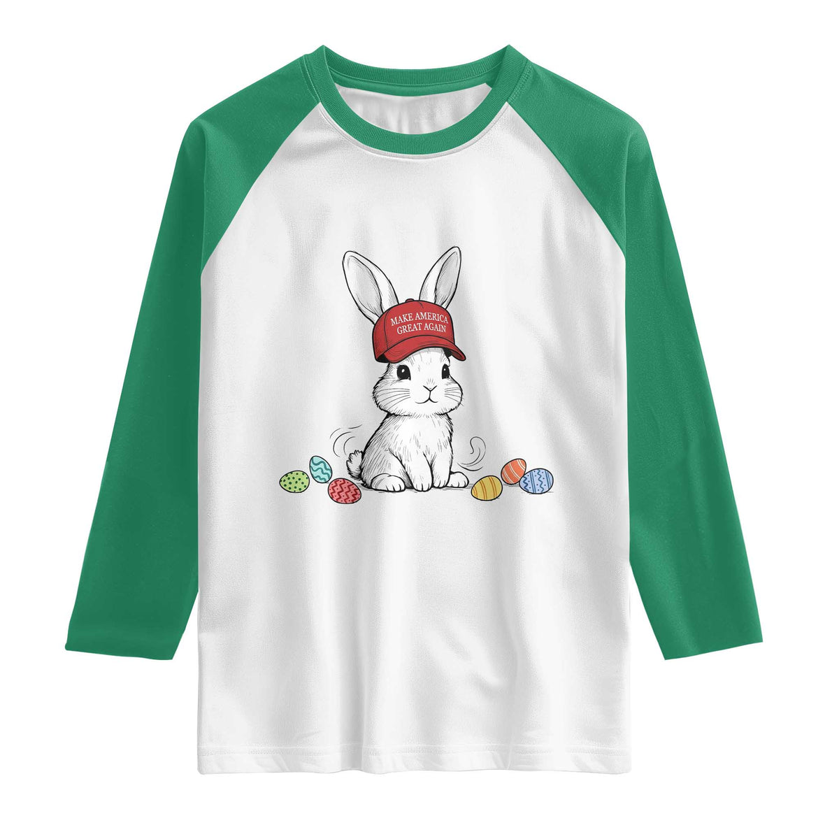Funny Easter Bunny Wearing Hat American Raglan Shirt