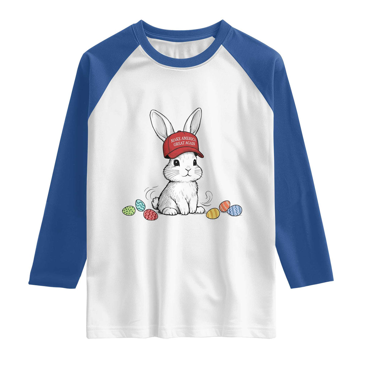 Funny Easter Bunny Wearing Hat American Raglan Shirt