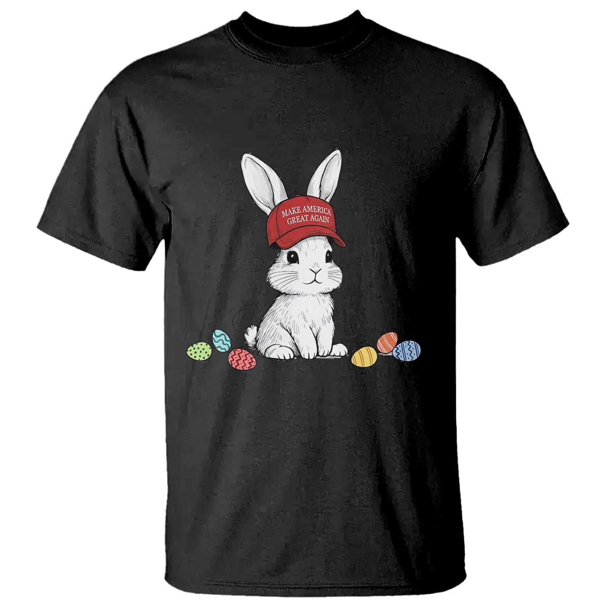 Funny Easter Bunny Wearing Hat American T Shirt