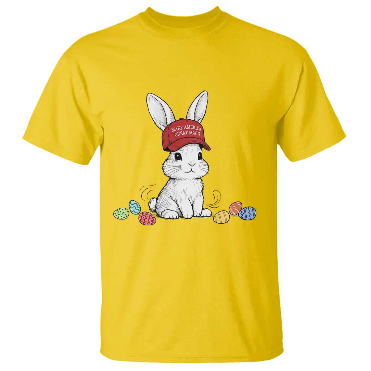Funny Easter Bunny Wearing Hat American T Shirt
