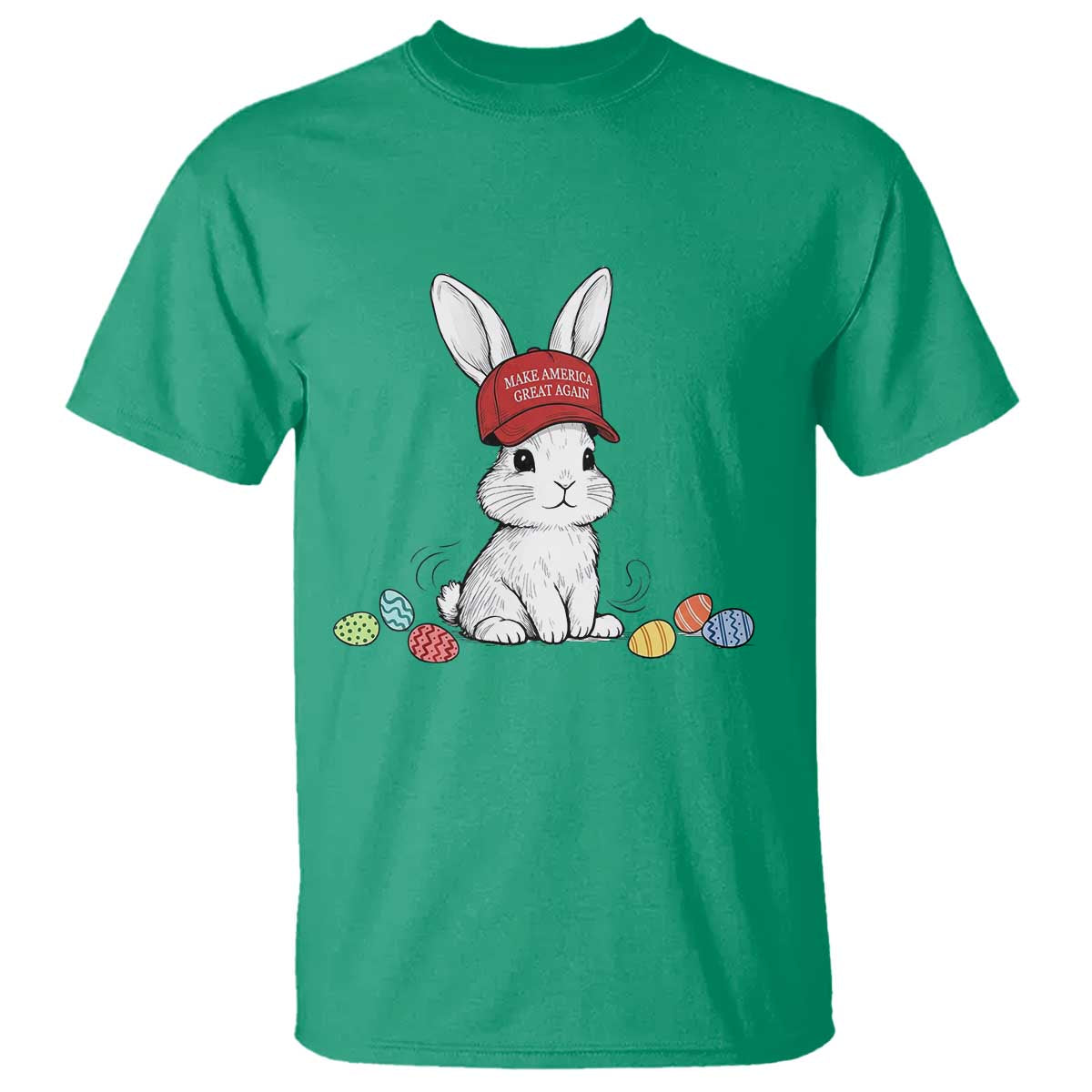 Funny Easter Bunny Wearing Hat American T Shirt