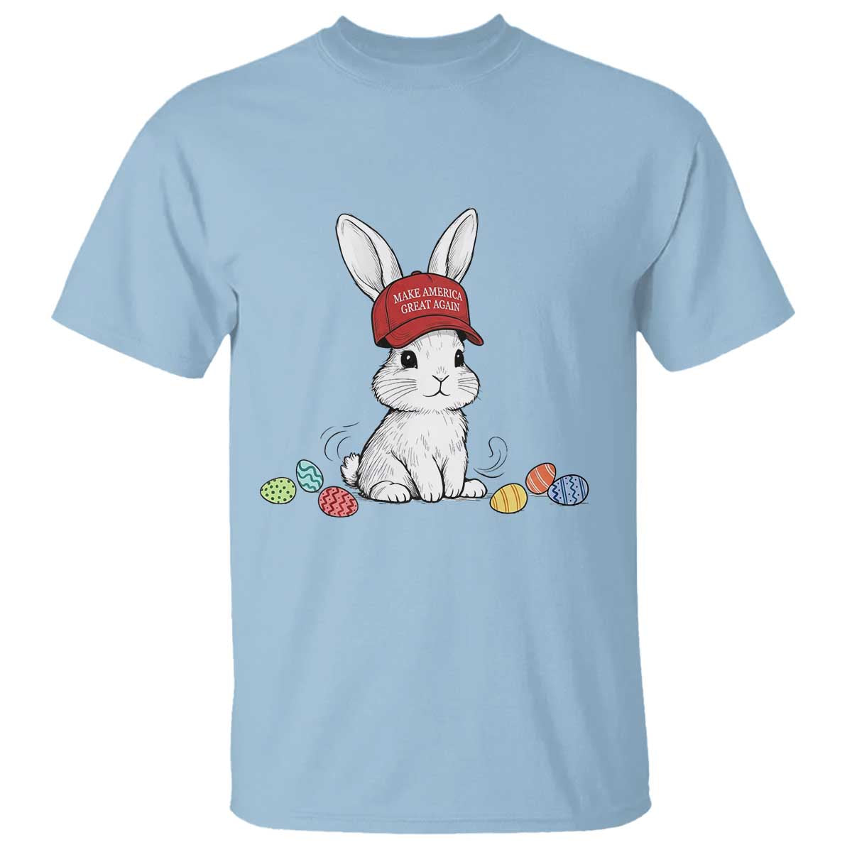Funny Easter Bunny Wearing Hat American T Shirt