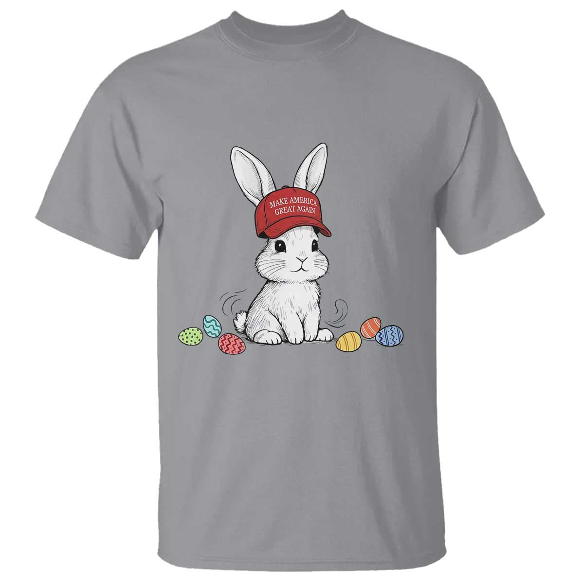 Funny Easter Bunny Wearing Hat American T Shirt