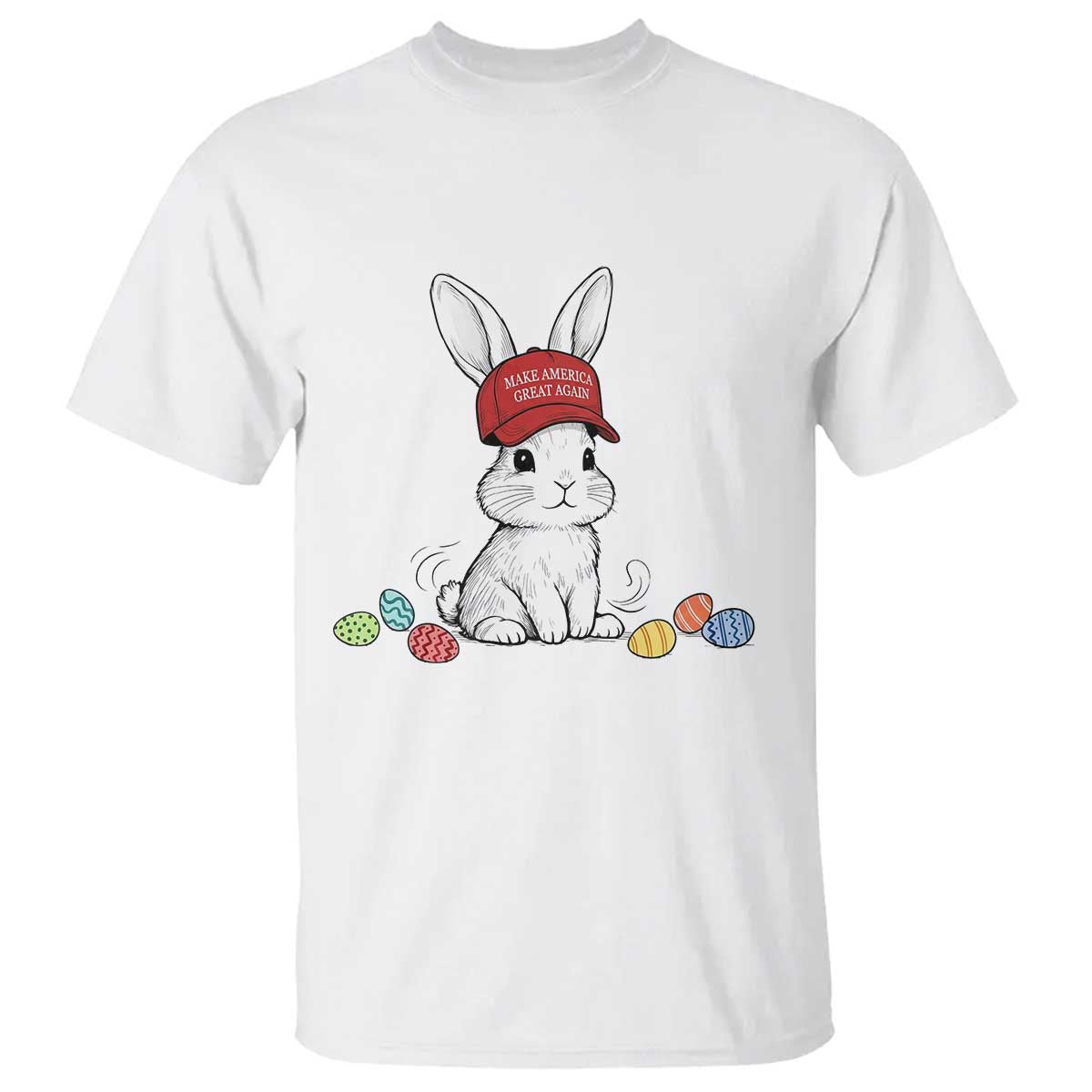 Funny Easter Bunny Wearing Hat American T Shirt