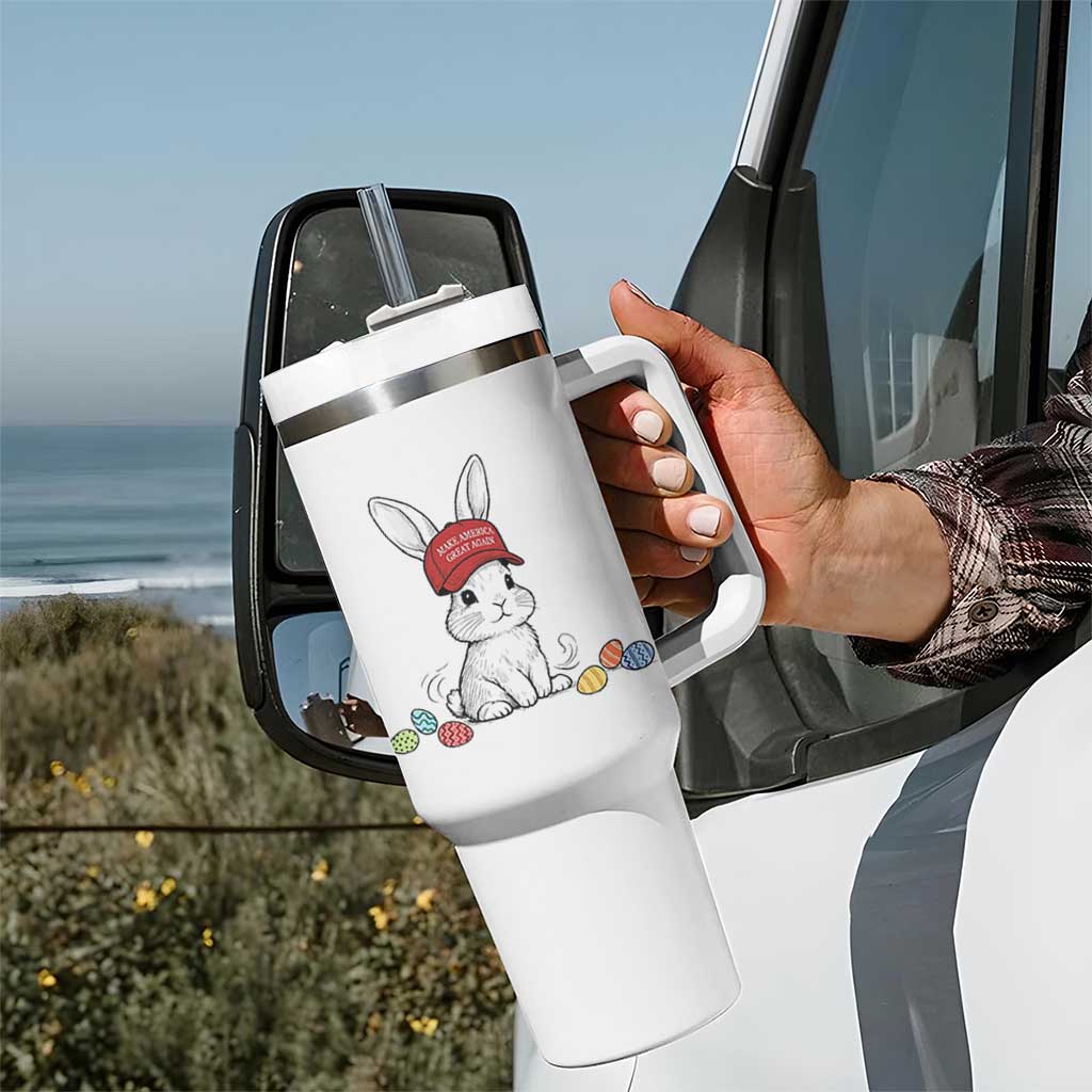 Funny Easter Bunny Wearing Hat American Tumbler With Handle