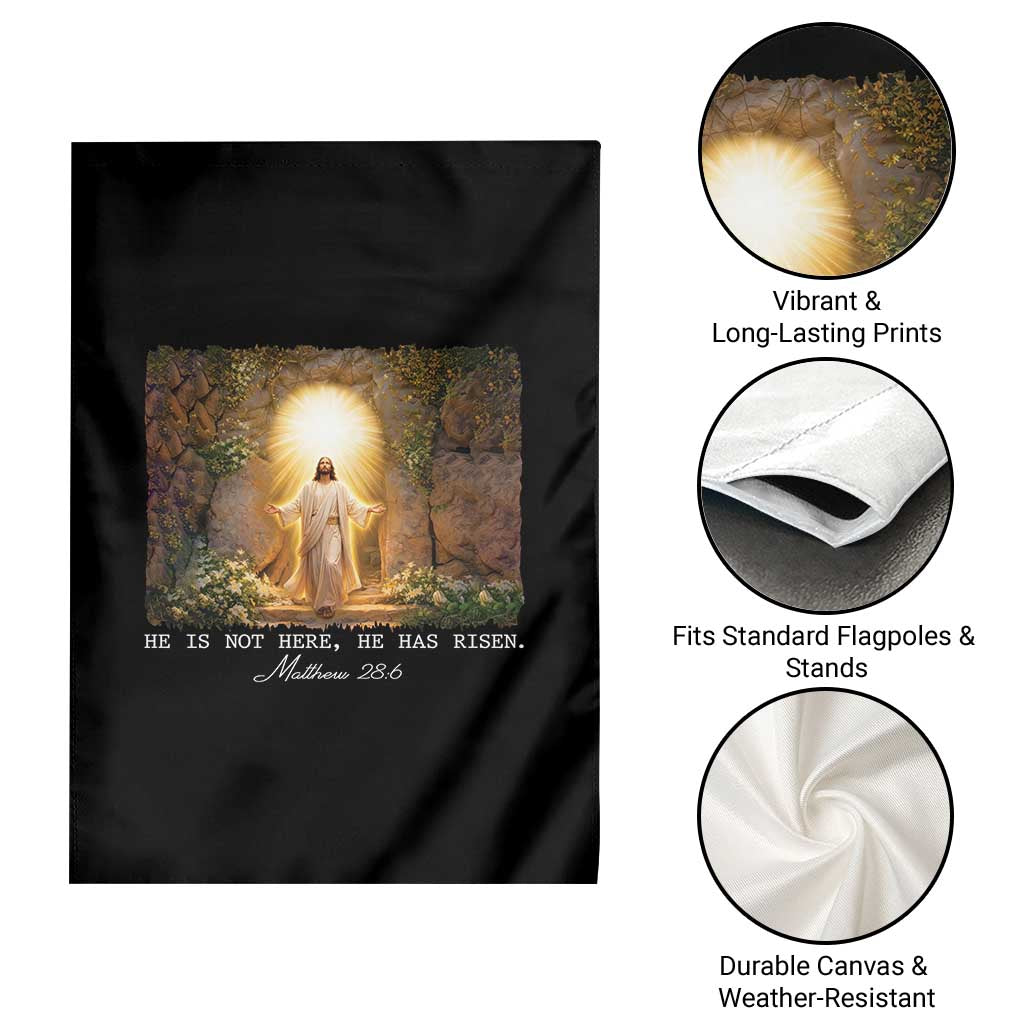 He Is Not Here He Has Risen Garden Flag Easter Christian Jesus
