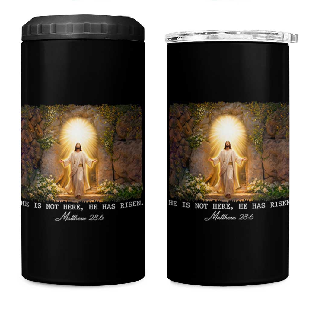 He Is Not Here He Has Risen 4 in 1 Can Cooler Tumbler Easter Christian Jesus