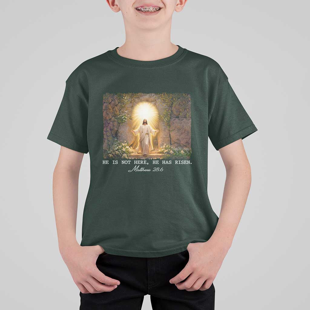 He Is Not Here He Has Risen T Shirt For Kid Easter Christian Jesus