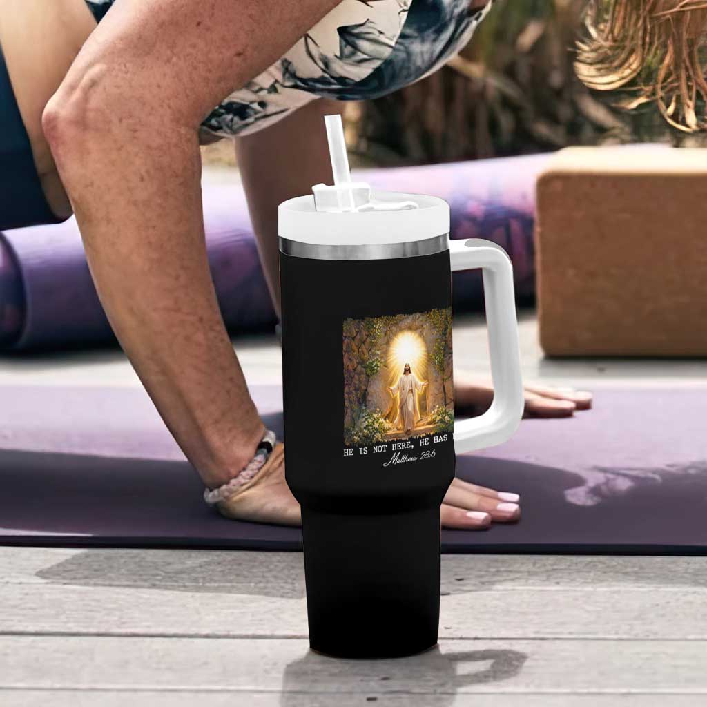 He Is Not Here He Has Risen Tumbler With Handle Easter Christian Jesus
