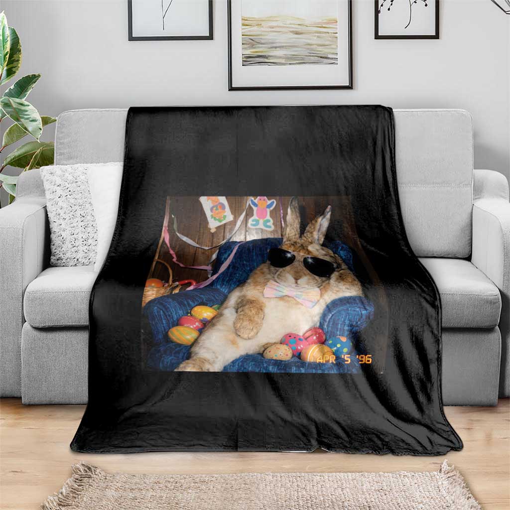 Funny Easter Bunny Sunglasses Graphic Throw Blanket
