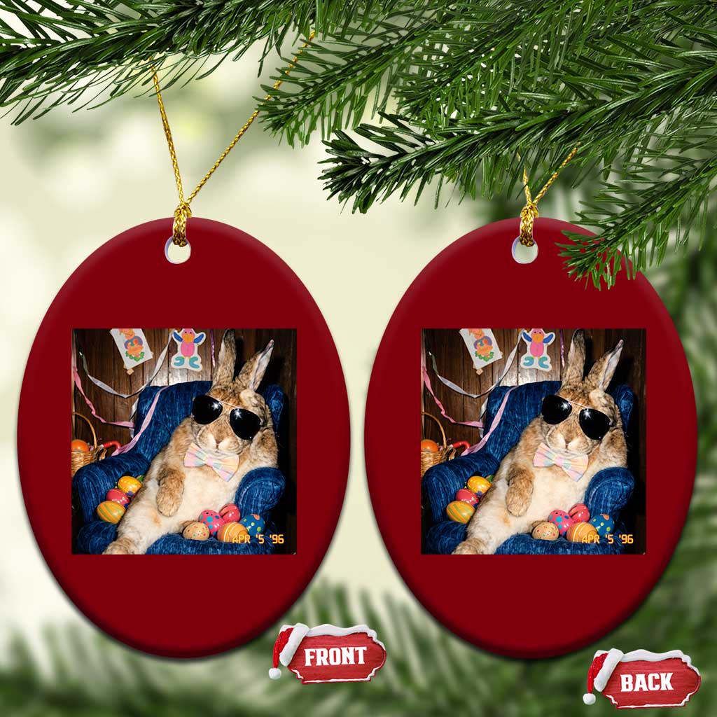 Funny Easter Bunny Sunglasses Graphic Ceramic Ornament