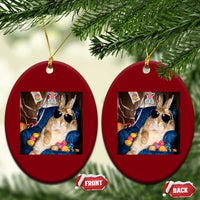 Funny Easter Bunny Sunglasses Graphic Ceramic Ornament