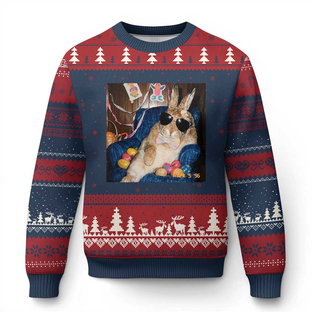 Funny Easter Bunny Sunglasses Graphic Ugly Christmas Sweater