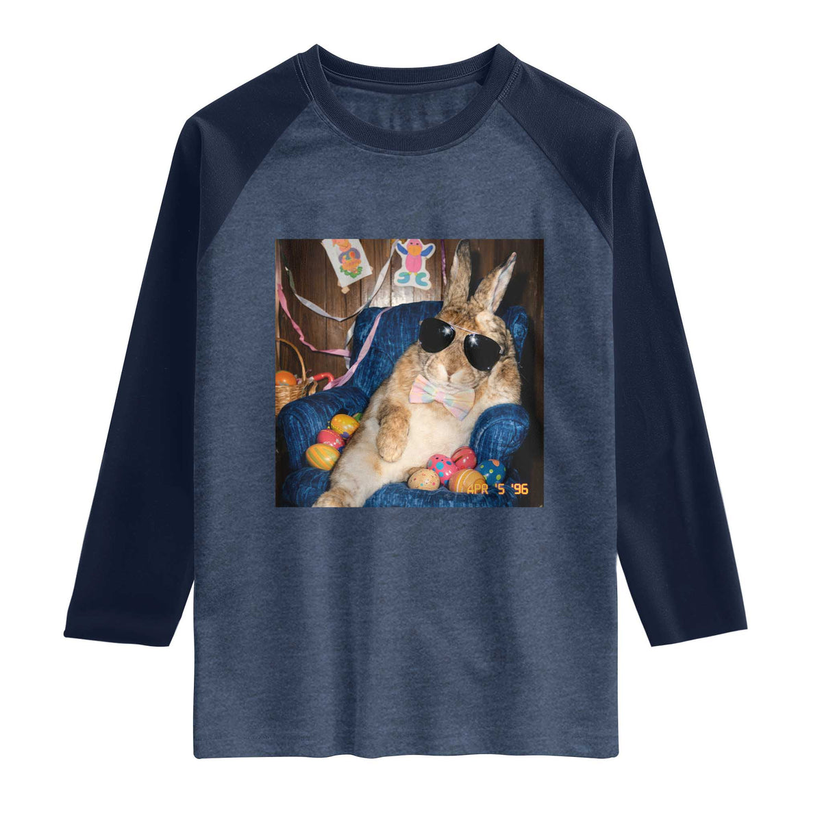Funny Easter Bunny Sunglasses Graphic Raglan Shirt