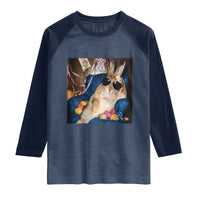 Funny Easter Bunny Sunglasses Graphic Raglan Shirt