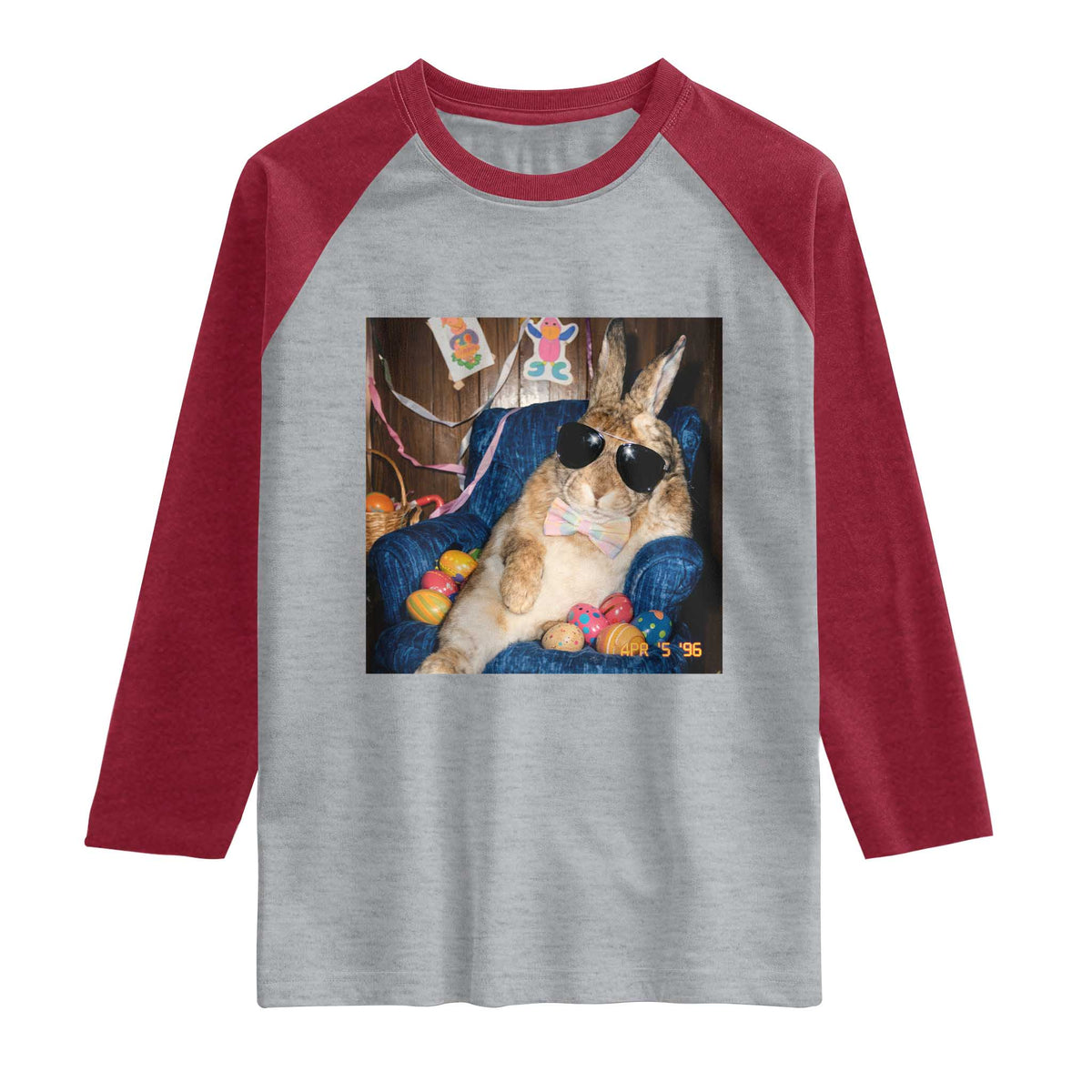 Funny Easter Bunny Sunglasses Graphic Raglan Shirt