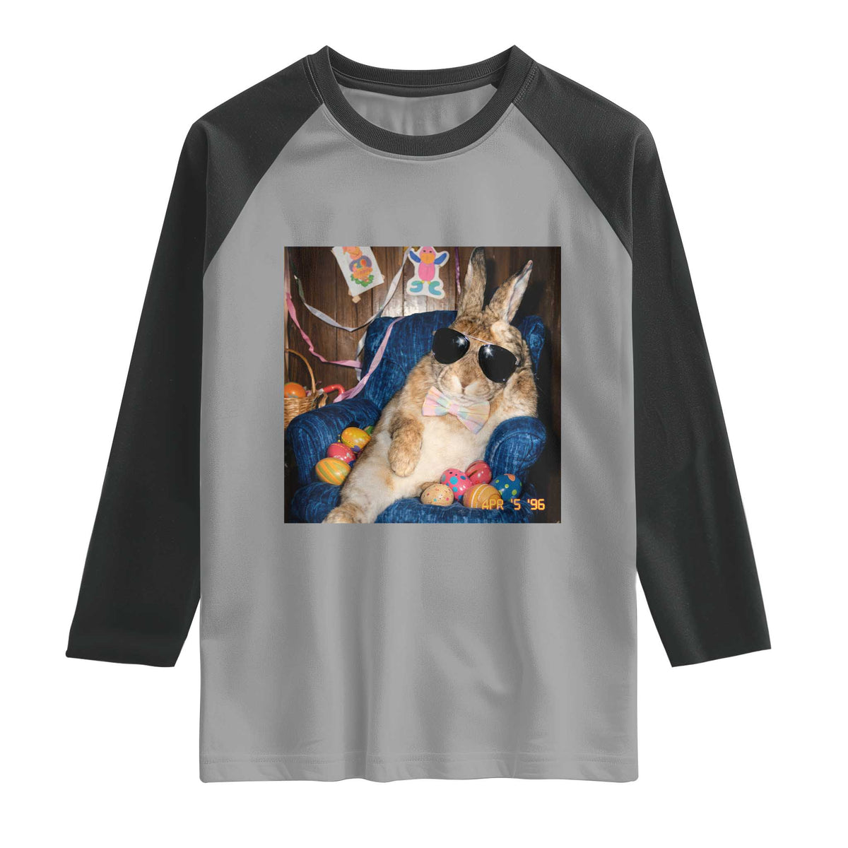 Funny Easter Bunny Sunglasses Graphic Raglan Shirt