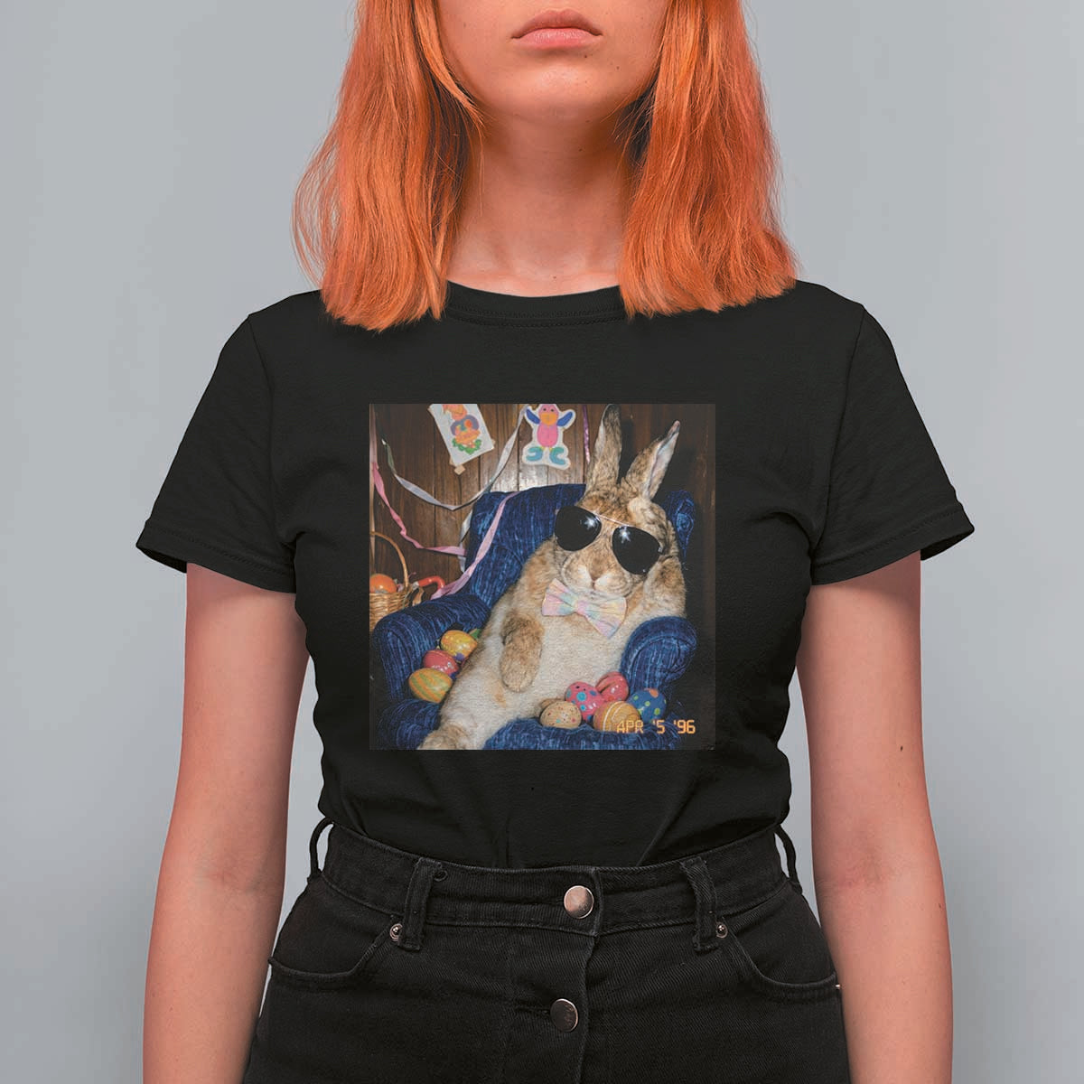 Funny Easter Bunny Sunglasses Graphic T Shirt For Women