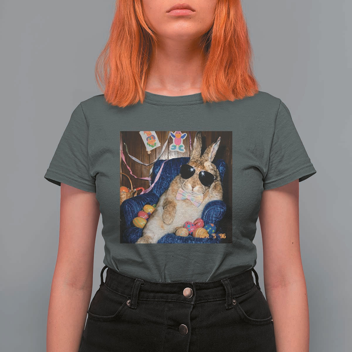 Funny Easter Bunny Sunglasses Graphic T Shirt For Women