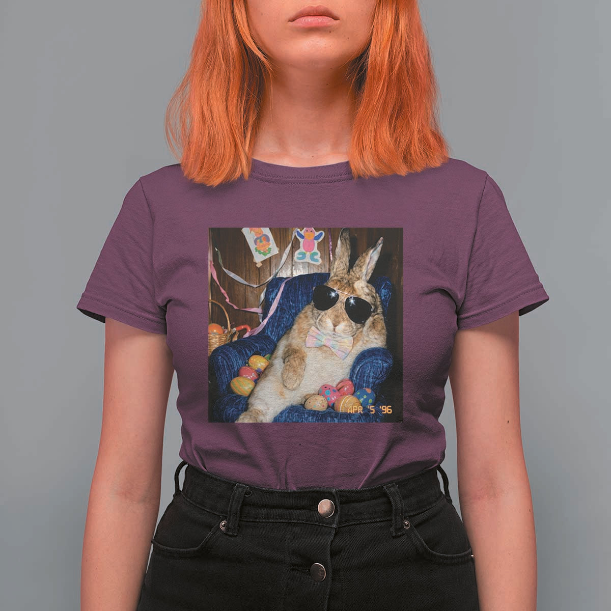 Funny Easter Bunny Sunglasses Graphic T Shirt For Women