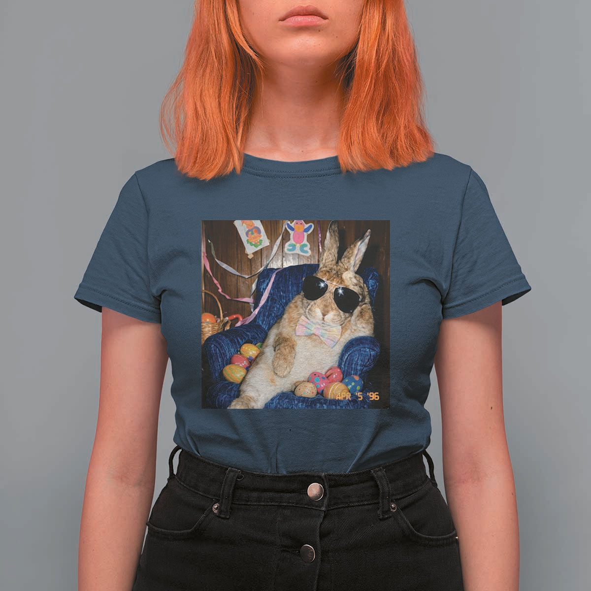 Funny Easter Bunny Sunglasses Graphic T Shirt For Women