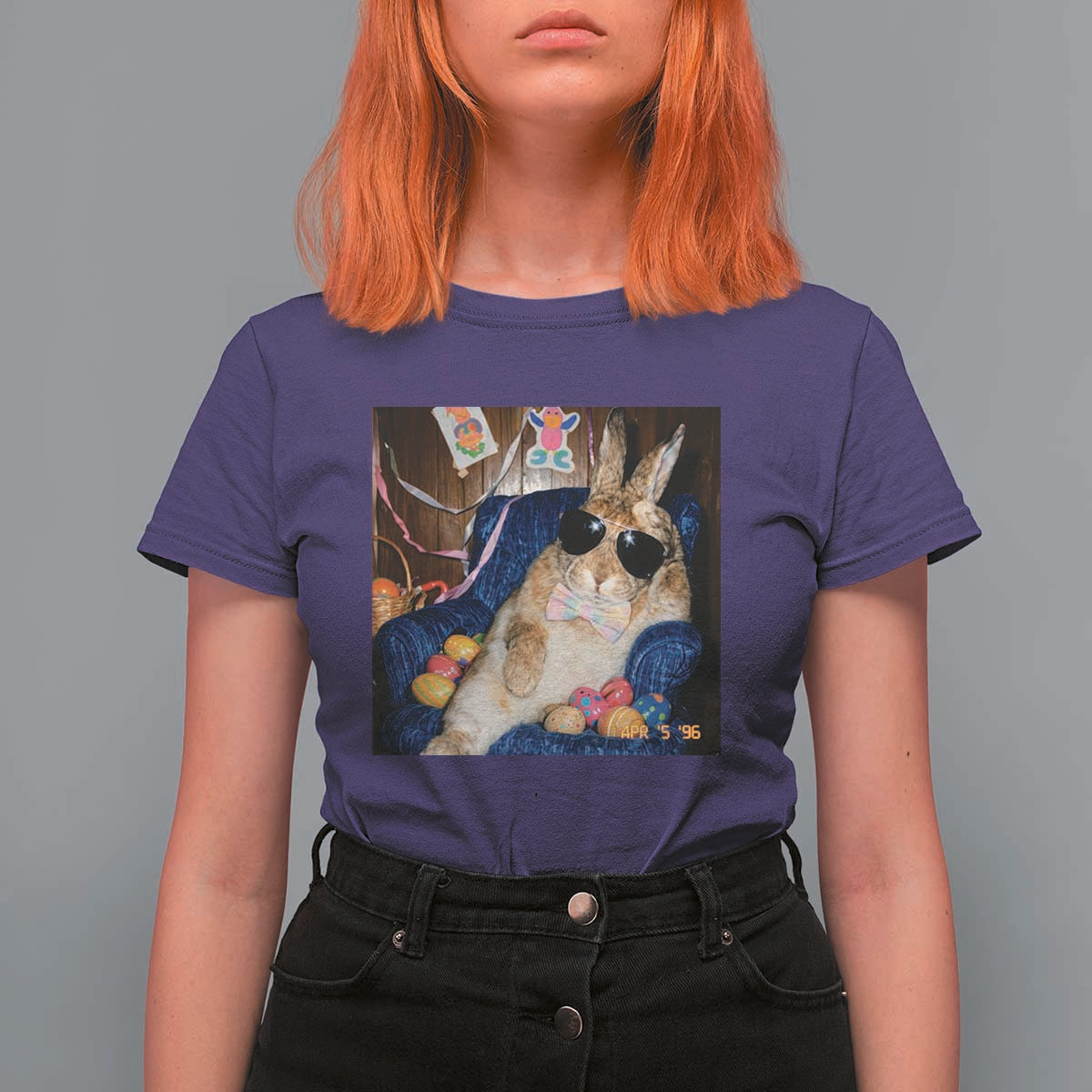 Funny Easter Bunny Sunglasses Graphic T Shirt For Women