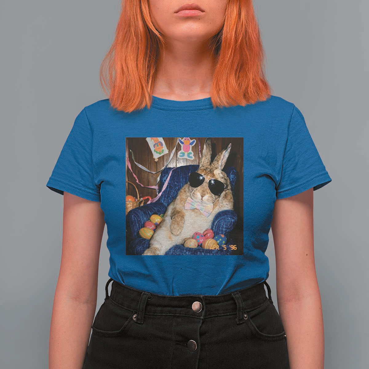 Funny Easter Bunny Sunglasses Graphic T Shirt For Women