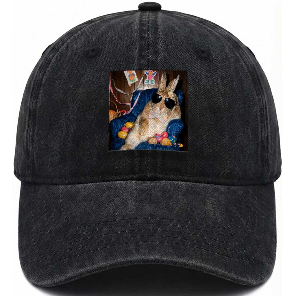 Funny Easter Bunny Sunglasses Graphic Washed Cotton Baseball Cap